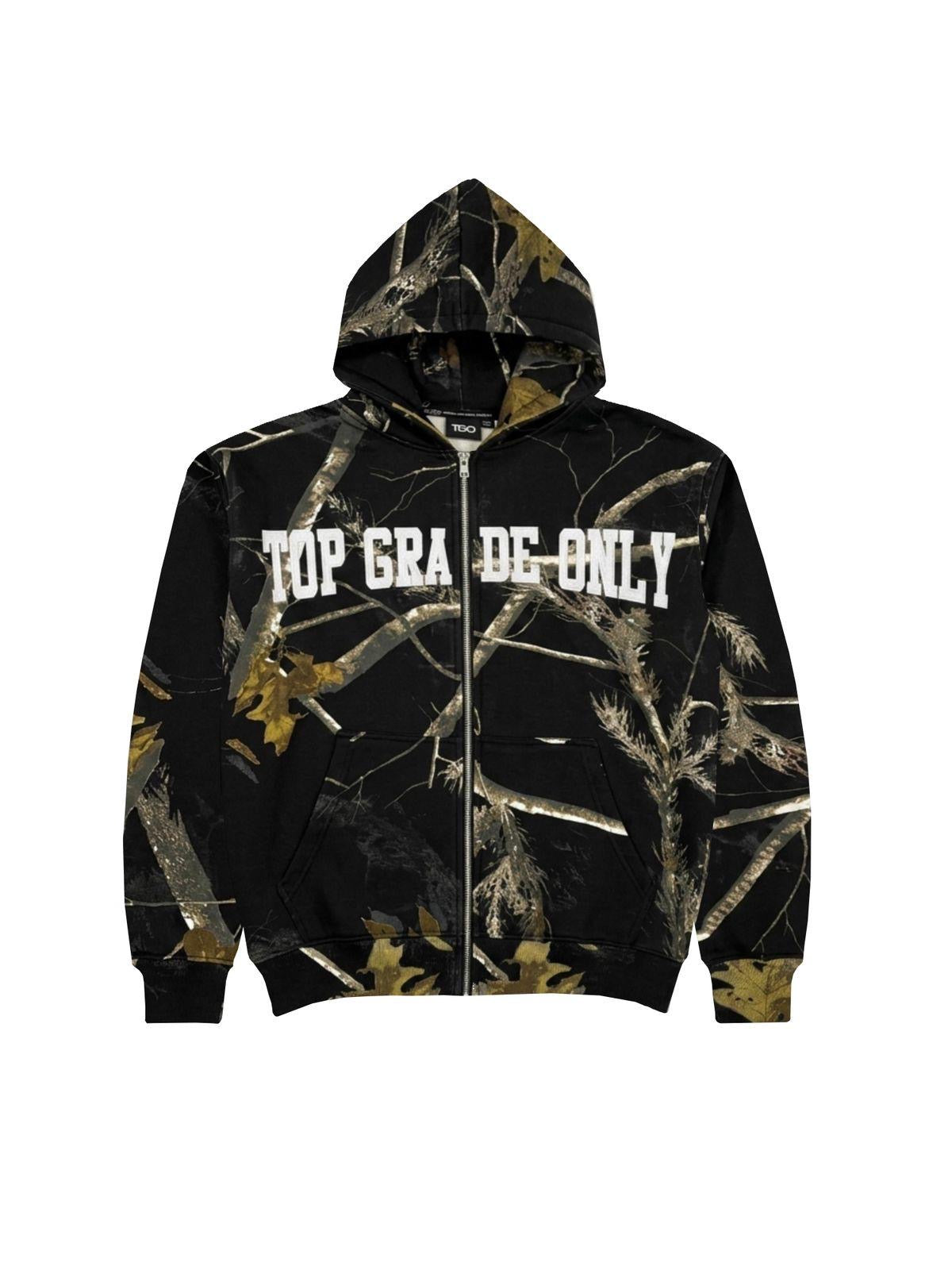 TGO Hoodie Zip Dark Leaf Black