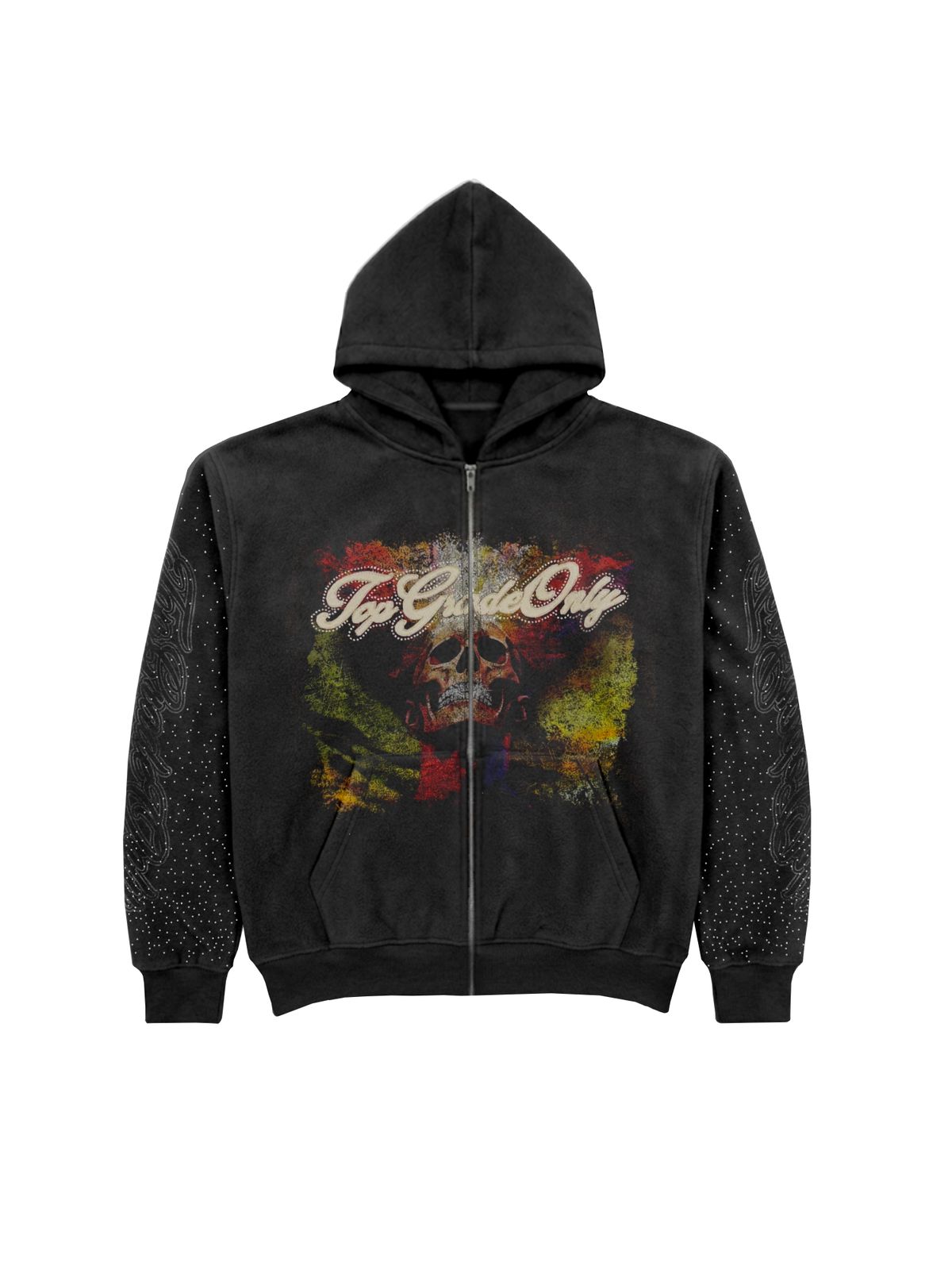 TGO Hoodie Zip Black Skull Gems