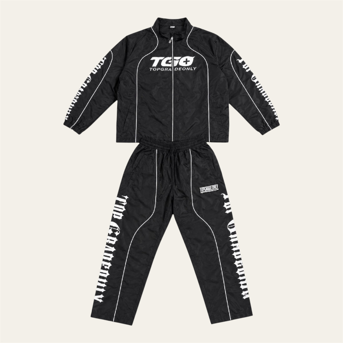 TGO B/W Solid Zip & Pants Set