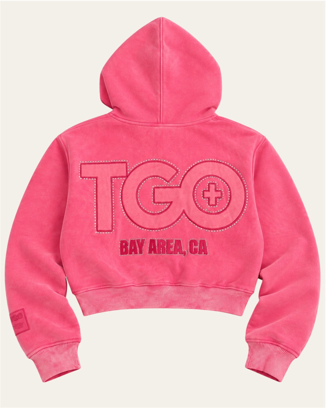 TGO Bubblegum Mid Crop Zip Hoodie Gems