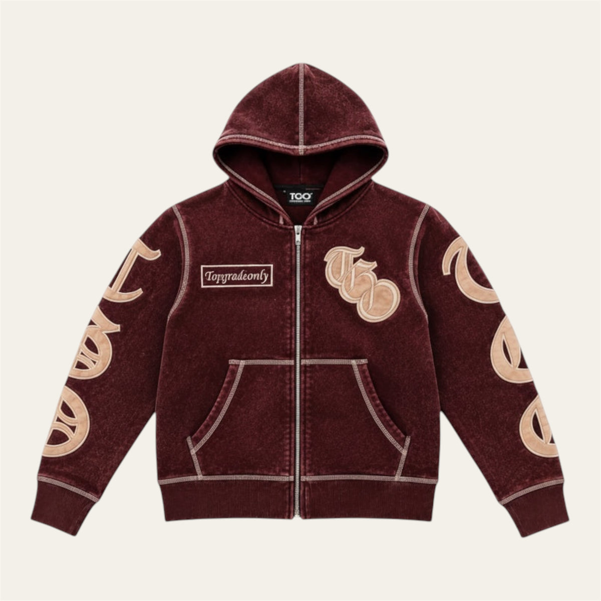 Hoodie OE Zip Burgundy Youth
