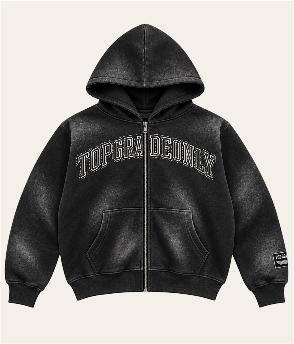 TGO Shadow Black Hoodie Zip Gems