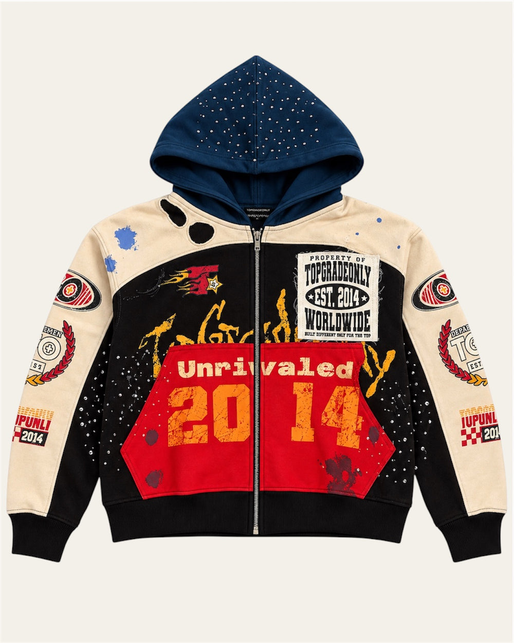 TGO Unrivaled Zip Blue Hoodie Gems