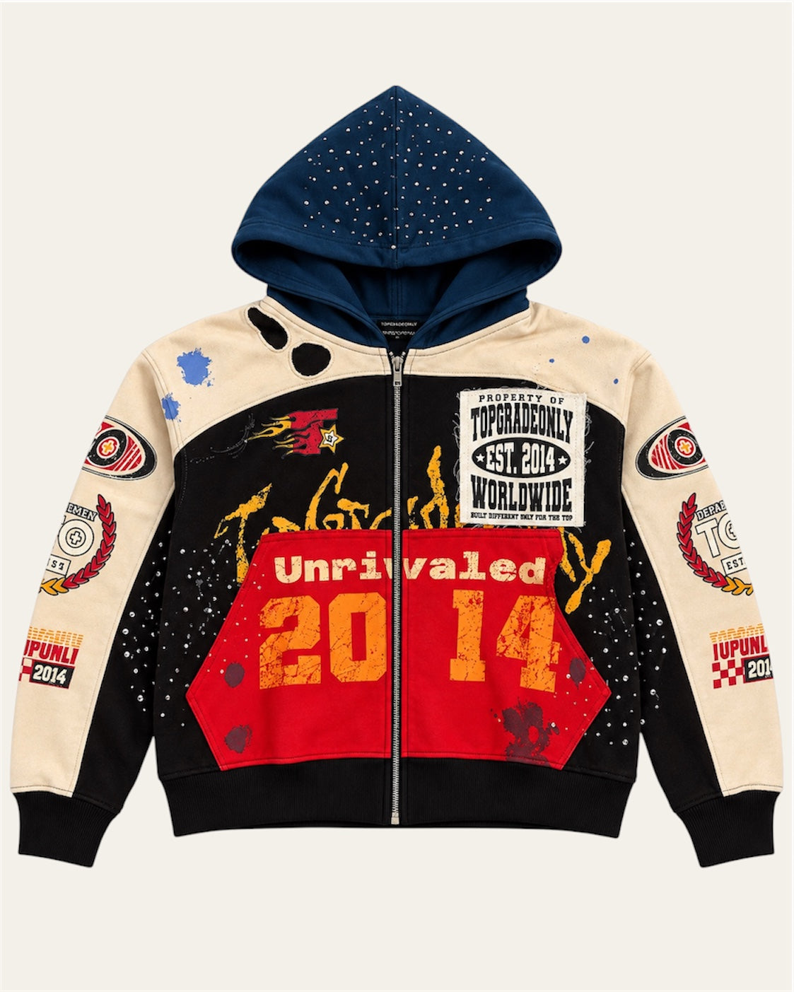 TGO Unrivaled Zip Blue Hoodie Gems