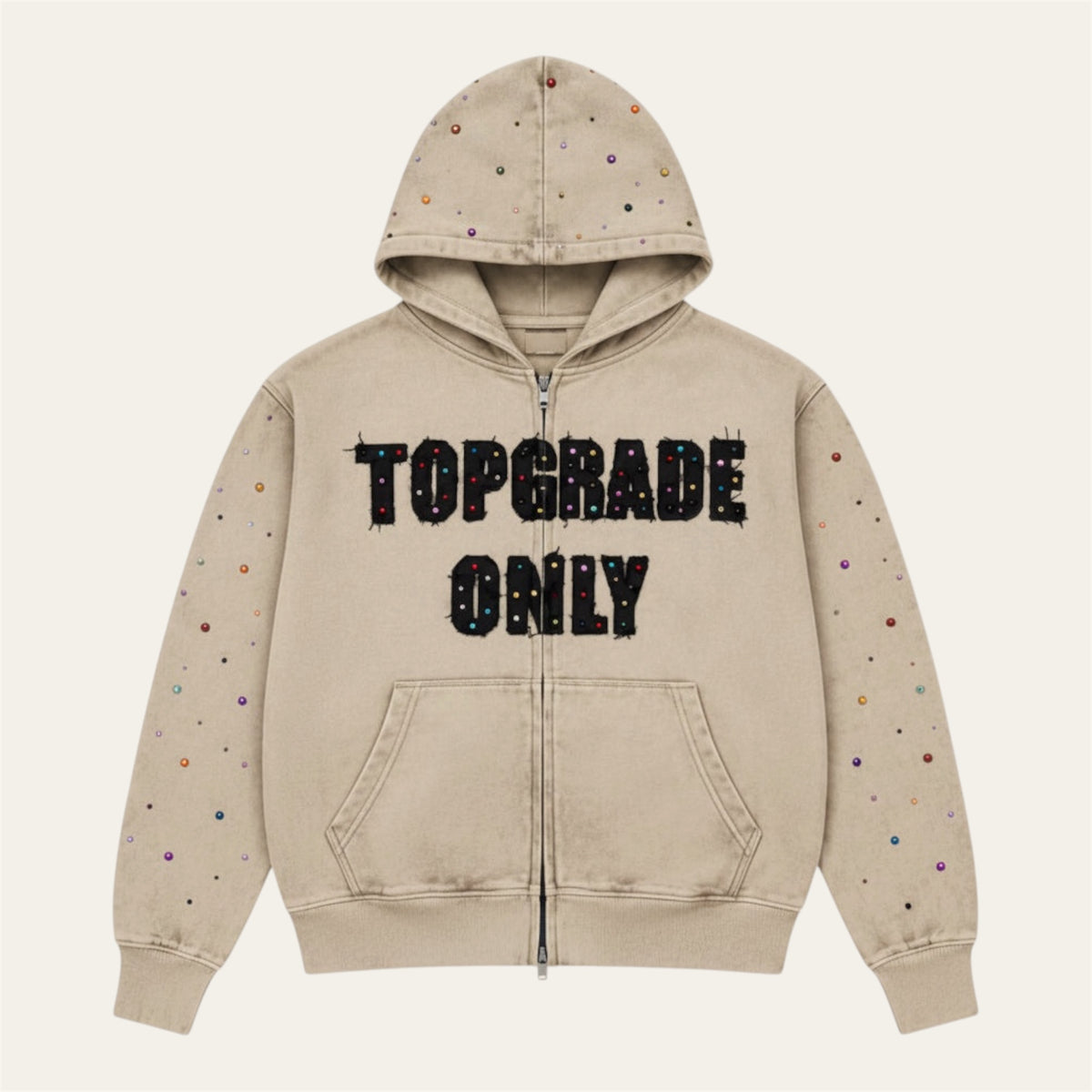 TGO Washed Galaxy White Zip Hoodie