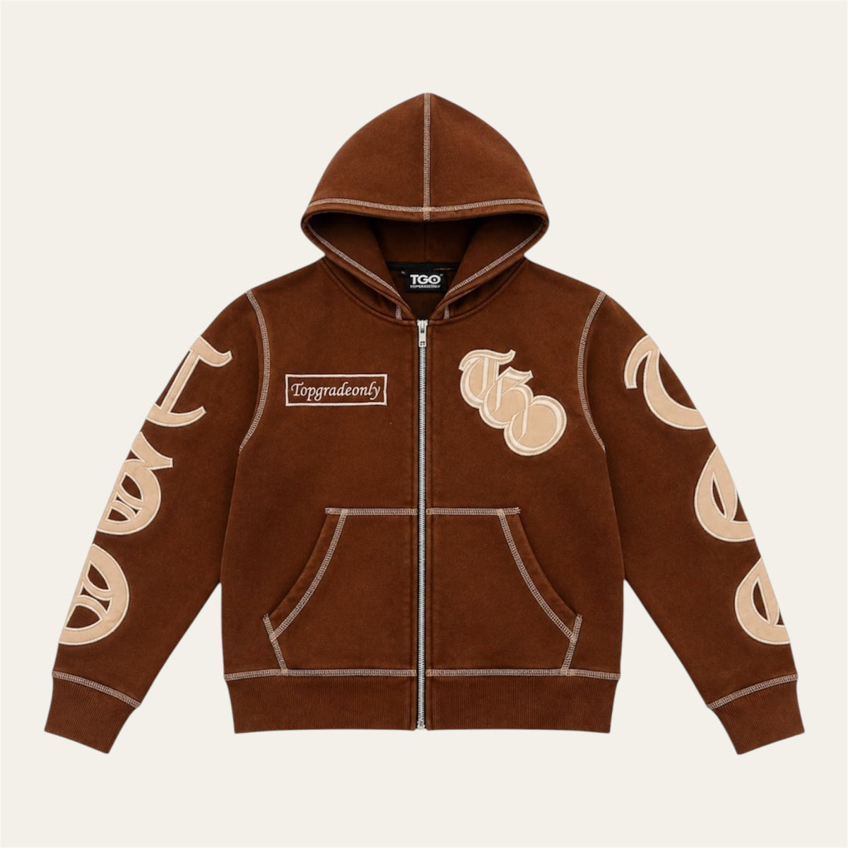 TGO OE Zip Brown Hoodie