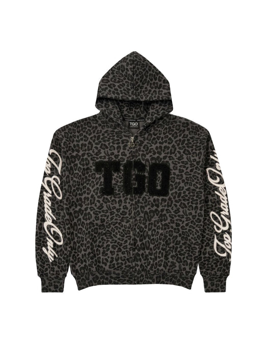 TGO Hoodie Black/Grey Leopard Zip-Up