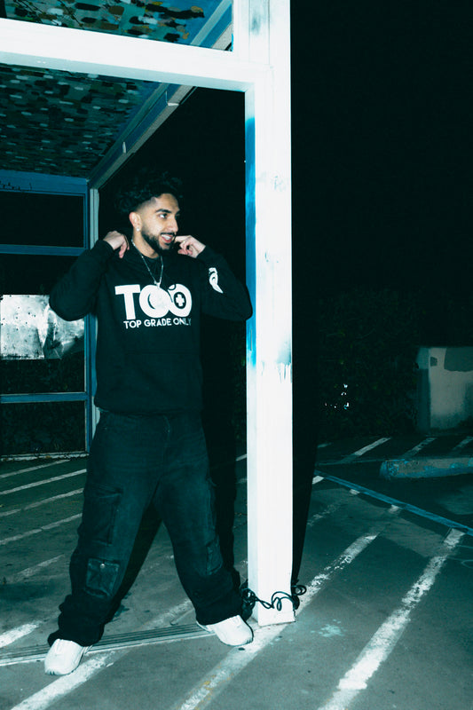 TGO Puff Embroidery/Sleeve Black Hoodie